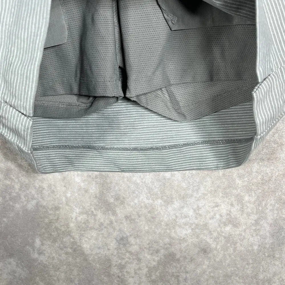 Athleta Modern Metro Midtown Skort Skirt Womens Size XS Gray Striped Drawstring‎